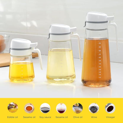 Auto Flip Glass Olive Oil Dispenser Bottle - 22oz Clear Cruet - Image 5