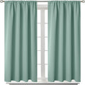 BGment Light Sage Blackout Curtains 40 Inches Length for Bedroom Kitchen - Rod Pocket Thermal Insulated Drapes for Short Window Cafe Decorative Privacy, 42 x 40 Inch, 2 Panels