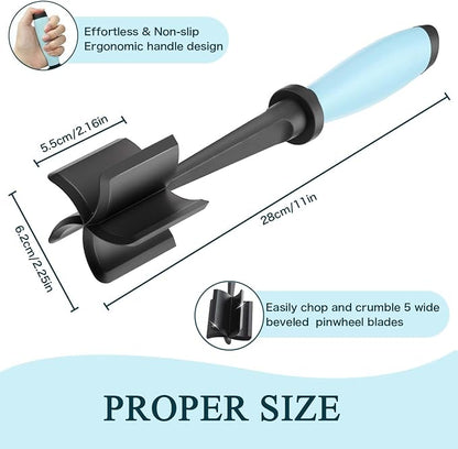 2 Pack Meat Chopper, 5 Curve Blades Ground Beef Masher, Heat Resistant Meat - Image 4