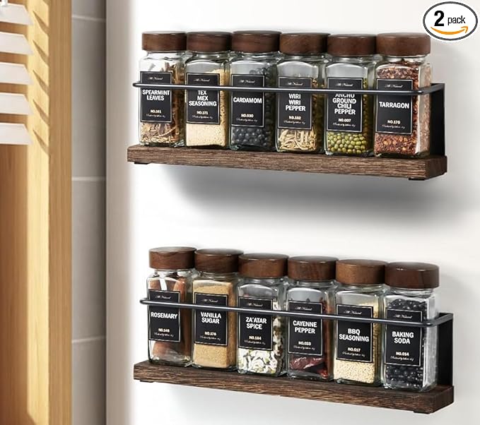 2 Pack Strong Magnetic Spice Rack Organizer by KitHero