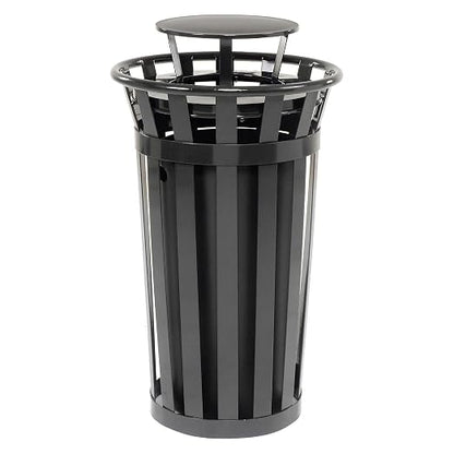 Global Industrial 24 Gallon Heavy-Duty Outdoor Metal Slatted Round Trash by GlobalIndustrial