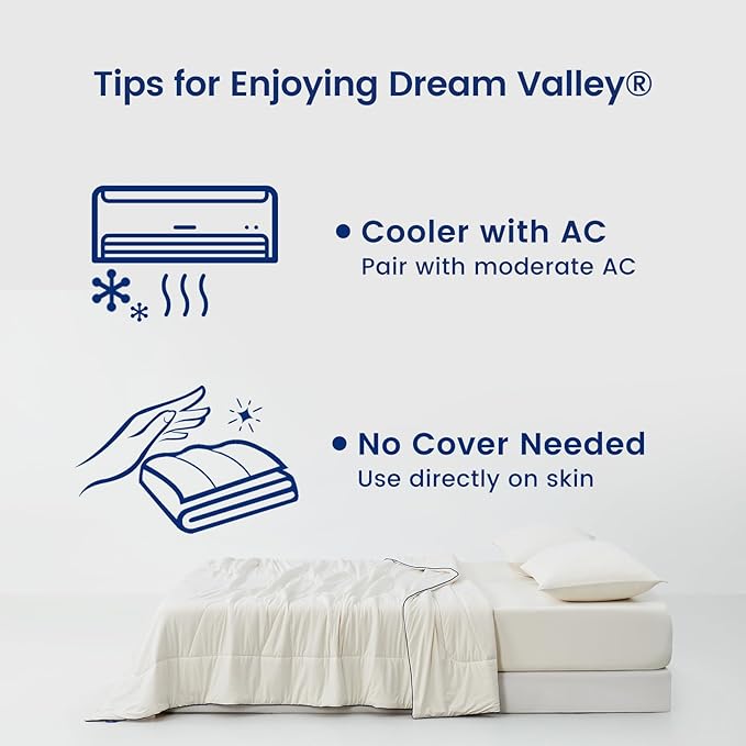 Dream Valley® Outlast® Cooling Comforter, Throw Size, Breathable NASA-Grade Space Technology Blanket for Hot Sleepers Night Sweats, Q-Max > 0.45 Aerocool™ Breathable, Ivory, 60"x80"