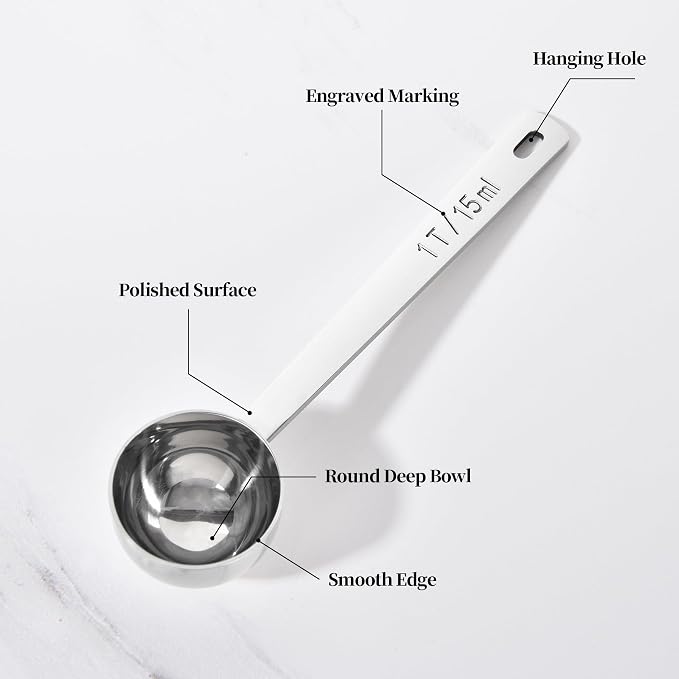 Long Handle Coffee Scoop: 5.64 Inch 18/8 Stainless Steel 1 Tablespoon Metal - Image 6