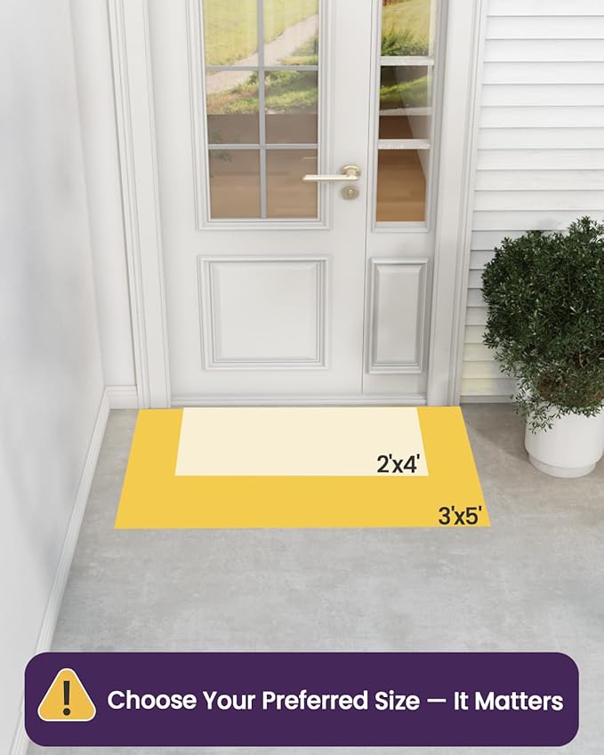 DEXI Front Door Mat Outside Entrance, Heavy Duty Non Slip Low Profile Doormat for Entryway, Trap Dirt and Moisture Welcome Mats, Easy Clean, Patio, Garage, 5x3, Grey