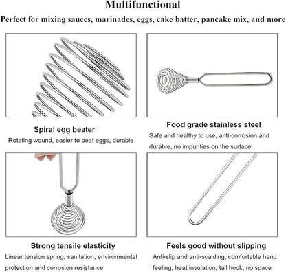 Stainless Steel Spring Coil Whisk Wire Whip Cream Egg Beater Gravy Cream Hand - Image 4
