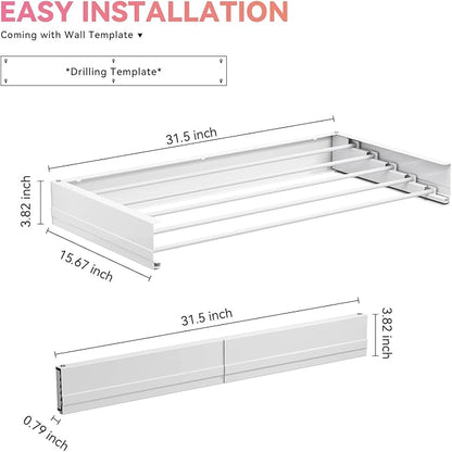 APEXCHASER Wall Mounted Clothes Drying Rack, Laundry Drying Rack Retractable - Image 7