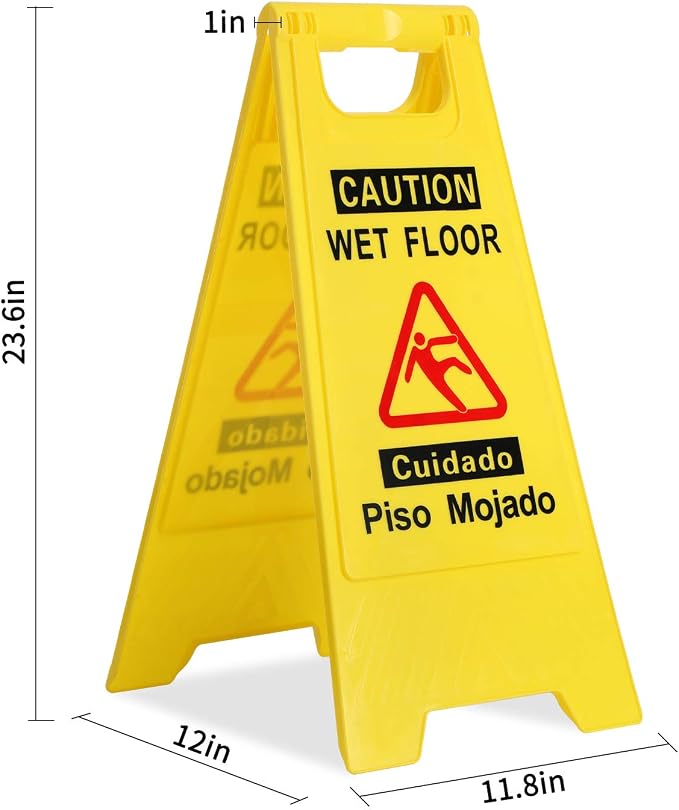 CERLMLAND wet floor signs 4 piece double-sided sign alerts clear identification - Image 7