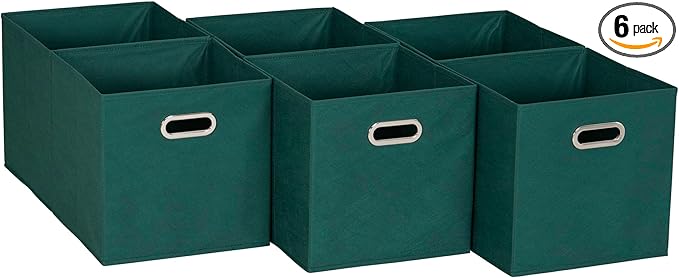 Household Essentials 6 ct Open Fabric Cube Storage Bins, Forest Green