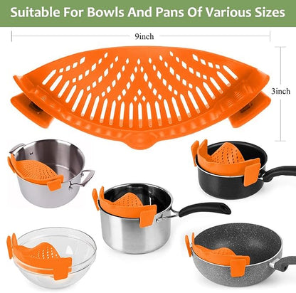 YEVIOR Clip on Strainer for Pots Pan Pasta, Silicone Food Strainer Hands-Free - Image 3