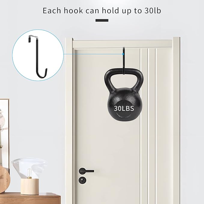 FYY Over The Door Hooks, 4 Pack Upgraded Long Door Hangers Hooks - Image 4