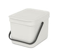 Brabantia Sort & Go Food Trash Can (1.6 Gal/Light Gray) Small Countertop Kitchen Compost Caddy with Handle & Removable Lid, Easy Clean, Fixtures Included for Wall/Cupboard Mounting