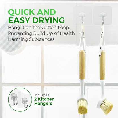 AIRNEX Bamboo Dish Brush Set of 2 - Image 5