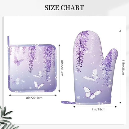 Oven Mitts and Pot Holders Lavender Butterfly Light Purple Flower Silicone - Image 3