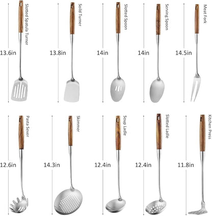 10 Pcs Cooking Utensils Set 304 Stainlss Steel Kitchen Utensils Set Heat - Image 2