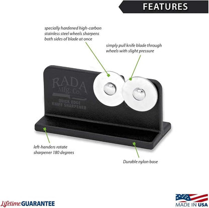 Rada Cutlery Quick Edge Knife Sharpener, 3.5" x 2", Stainless Steel Wheels - Image 5