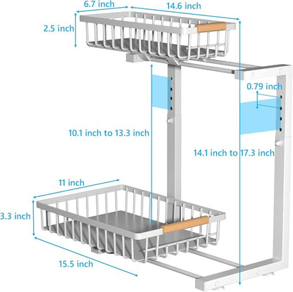 Merrylun Under Sink Organizers, 5 Adjustable Height，Metal Pull Out Under Sink - Image 7