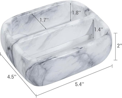 MyGift 5.4 Inch Deluxe Modern White Marble Pattern Resin Double Sponge Holder - Image 5