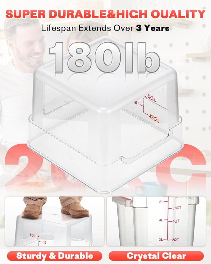 8QT NSF Food Storage Containers: 8 PCS Commercial Clear Square Food Storage - Image 7