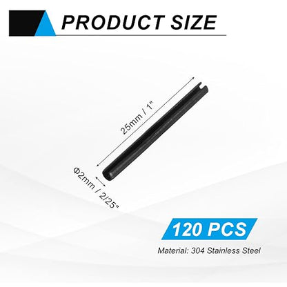 MECCANIXITY 120Pcs Slotted Split Roll Pins 2/25 Inch Dia. 1 Inch Length Steel - Image 2