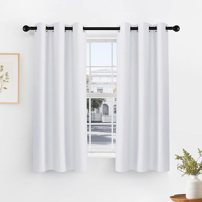 PONY DANCE Pure White Short Blackout Curtains by PONYDANCE