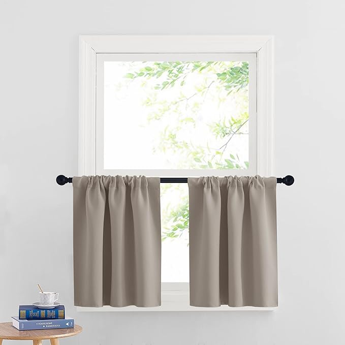 RYB HOME RV Curtains Blackout - Thermal Insulating Privacy Door Windows Camper Curtains for Kids Nursery RV Bunk Bedroom Windows Bathroom, Width 29 x Length 24, Sand, 2 Pcs