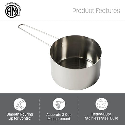 American METALCRAFT, Inc. MCW200 2-Cup Stainless Steel Measuring Cup - Image 3