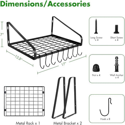 Felibeaco Hanging Pots & Pans Rack, Wall Mounted Pots Pans Organizer Holder Rack - Image 7