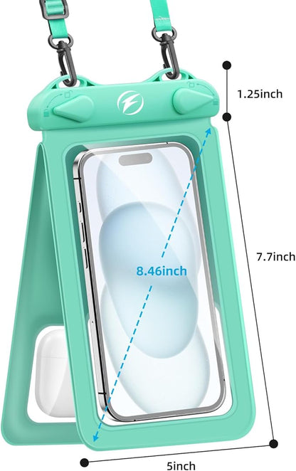 Waterproof Phone Pouch [3-Pack] Double Space Waterproof Phone Case with Adjustable Lanyard Water proof Cell Phone Pouch for iPhone IPX8 Underwater Phone Cases Phone Dry Bag for Vacation Beach Swimming