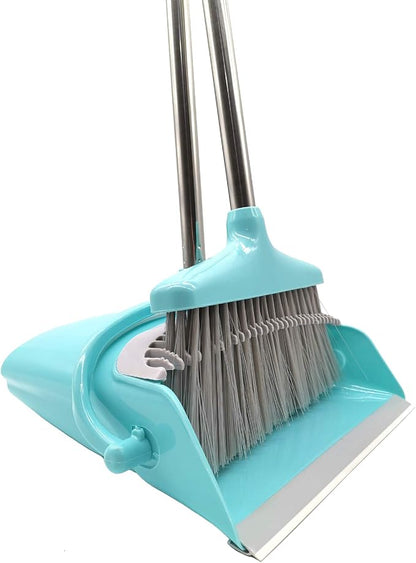 Extendable Long Handle Broom and Dustpan Set, Stainless Lightweight Upright by HOMEIMPROVEMENT