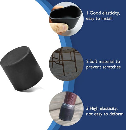 4 Pcs 2" Round Rubber Chair Leg Caps, PVC Table Leg Covers, Flexible & - Image 4