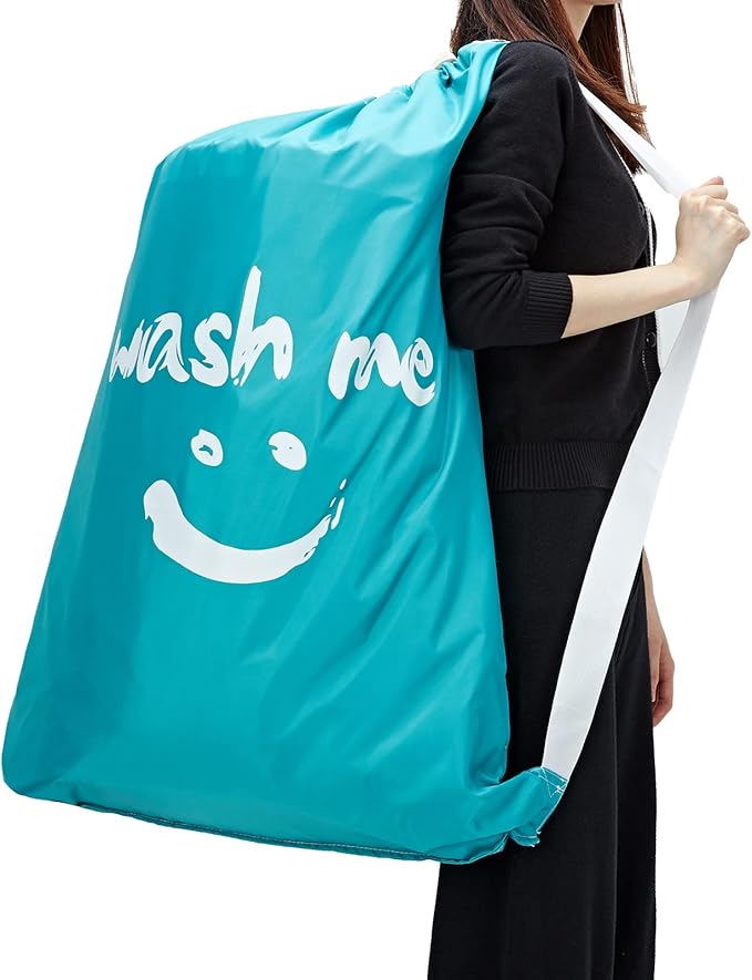 HOMEST 2 Pack XL Wash Me Travel Laundry Bag, Machine Washable Dirty Clothes Organizer, Large Enough to Hold 4 Loads of Laundry, Easy Fit a Laundry Hamper or Basket