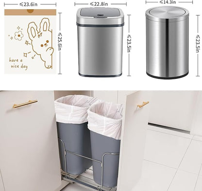 13 Gallon Trash Bags with Cute Rabbit Printed & Drawstring, Tear-Resistant Tall - Image 2