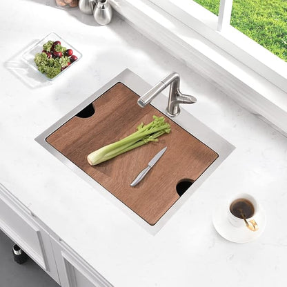 Bar Sink Drop In Workstation-Bokaiya 21x20 Small Drop In Kitchen Sink Stainless Steel Outdoor RV 16 Gauge Top Mount Single Bowl Wet Bar Sinks with Cutting Board