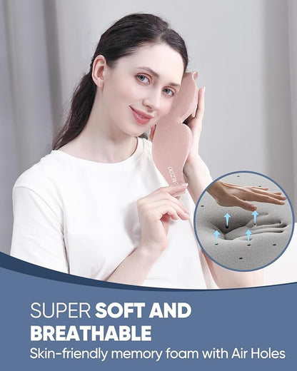 MZOO Sleep Eye Mask for Side Sleeper Men Women, Zero Eye Pressure 3D Sleeping Mask, Light Blocking Patented Design Night Blindfold, Soft Eye Shade Cover for Travel, Pink