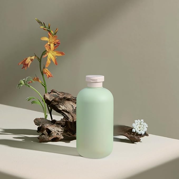 6.8 oz Plastic Travel Shampoo Bottles, Refillable Flip Cap Squeeze Bottles for Toiletries, Large Leakage-proof Travel Shampoo and Conditioner Container (Blue and Green)