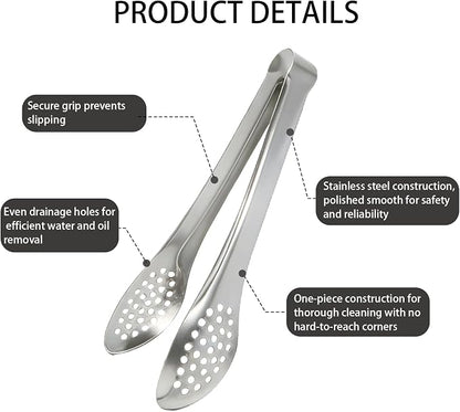 6 PCS Silver Serving Tongs for Party 7 Inch Stainless Steel Serving Utensils - Image 4