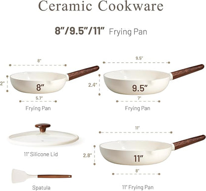 CAROTE Nonstick Frying Pans Skillets, Ceramic Coating Non-Stick Frying Pans Set - Image 2
