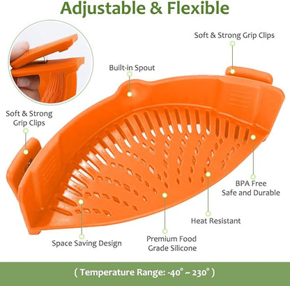 YEVIOR Clip on Strainer for Pots Pan Pasta, Silicone Food Strainer Hands-Free - Image 2