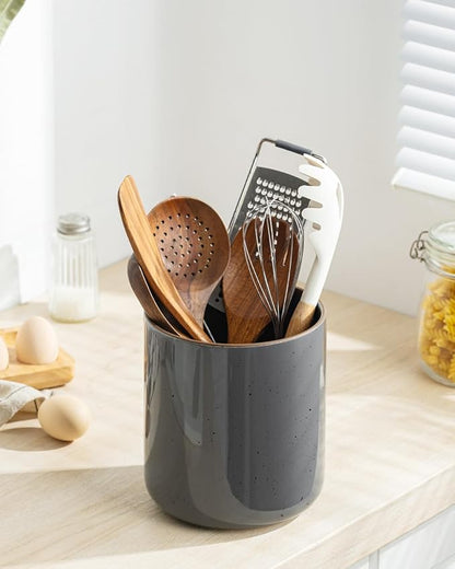 getstar Large Utensil Holder for Kitchen Counter, 7.2" Grey Ceramic Utensils - Image 6