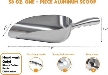 Cast Aluminum Utility Scoop - 58 oz. - Round Bottom - Image 2