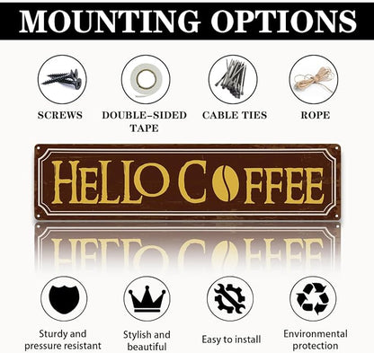 Hello Coffee Signs, Retro Metal Tin Sign, Home Kitchen Wall Decor, Farmhouse - Image 3