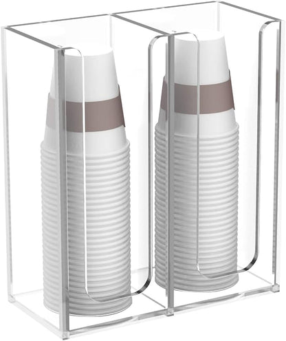 Richboom Acrylic Coffee Cup and Lid Storage Organizer Holder, 2 Compartments - Image 4