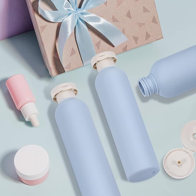 8.8 oz Travel Shampoo Bottles, Refillable Flip Cap Squeeze Bottles for Toiletries, Large Leakage-proof Travel Shampoo and Conditioner Bottles (Blue)