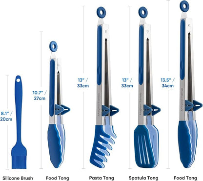 5-Pack Silicone Tongs for Cooking, Maywe Tanso 4PCS 13-Inch Kitchen Tongs - Image 6