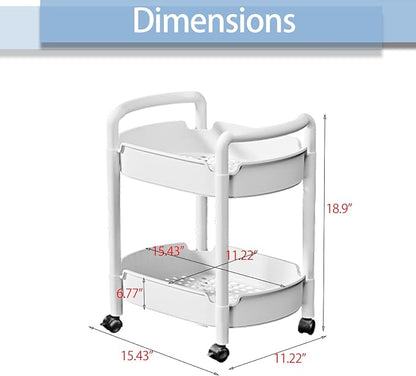 2-Tier Plastic Rolling Utility Cart - Image 7
