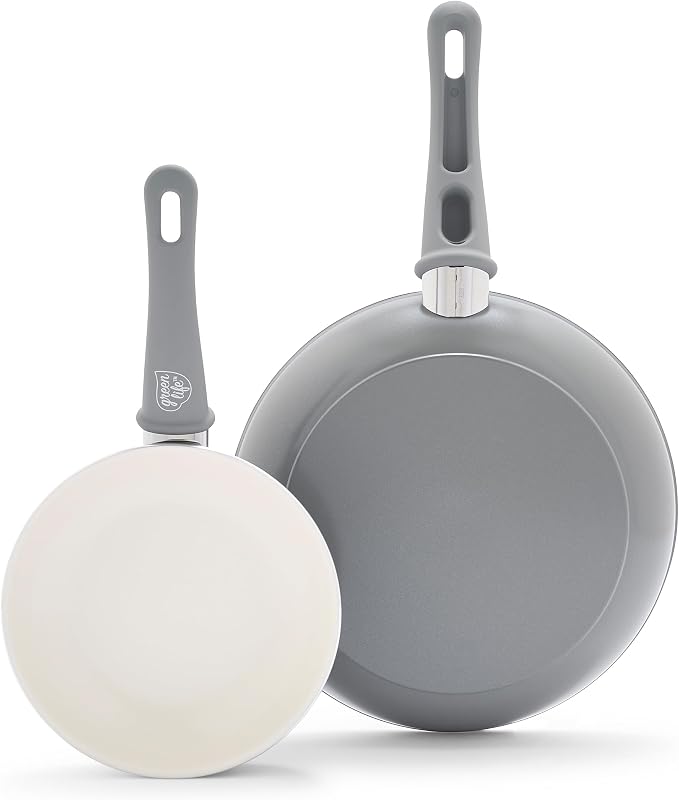 GreenLife Non Stick Fry Pan Set, Non-Toxic PFAS-Free Ceramic Skillets, by GreenLife