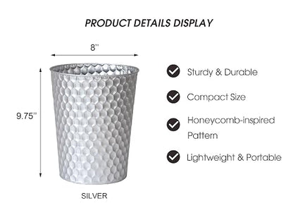 Venalys Small Metal Trash Can Wastebasket, Decorative Honeycomb Garbage Can - Image 5