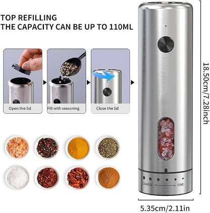 Upgraded Larger 110ml CapacityElectric Salt & Pepper Grinder Set of 2 - Image 2