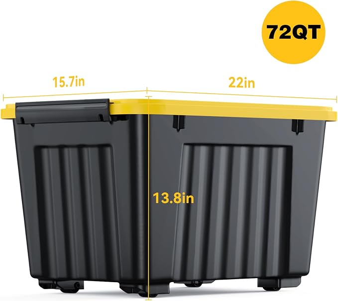 Nazhura 72Quart Plastic Storage Bin, Stackable and Nestable Storage Boxes - Image 3