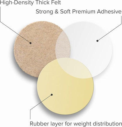 16 Heavy-Duty Felt Furniture Pads 2” 1/4” Thick X-Protector! Round Felt Pads - Image 5